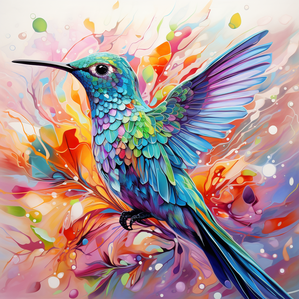 Hummingbird In Abstract Diamond Art Kit