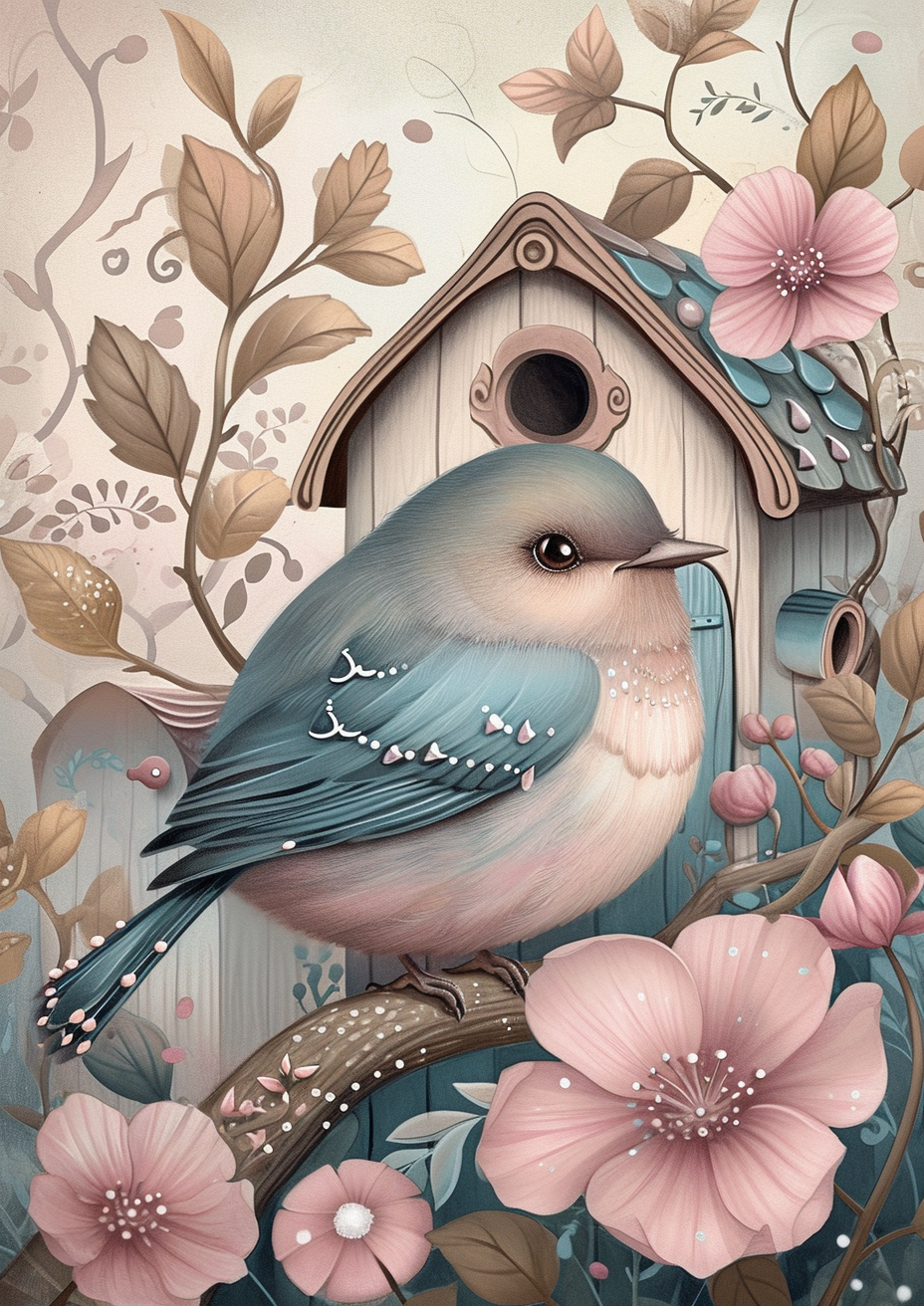 Little Bird Birdhouse Diamond Art Kit