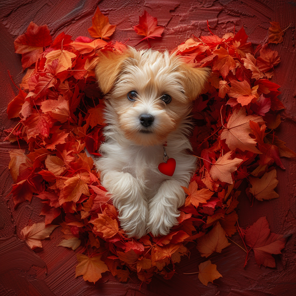 Leaf Heart Puppy Diamond Art Kit