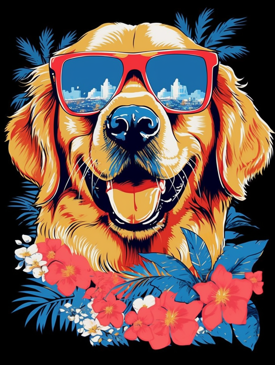 Red Sunglasses Golden Retriever Diamond Art Kit
