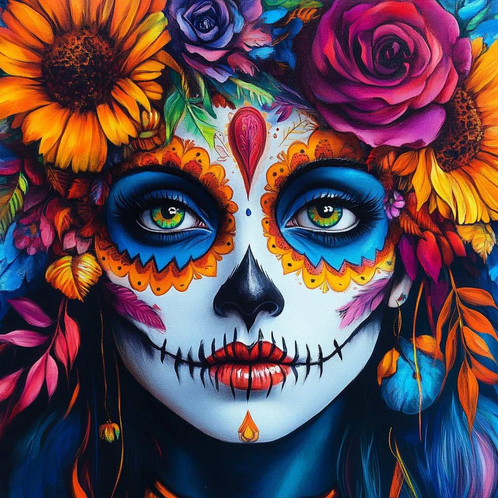 Colorful Day Of The Dead Face Diamond Art Kit