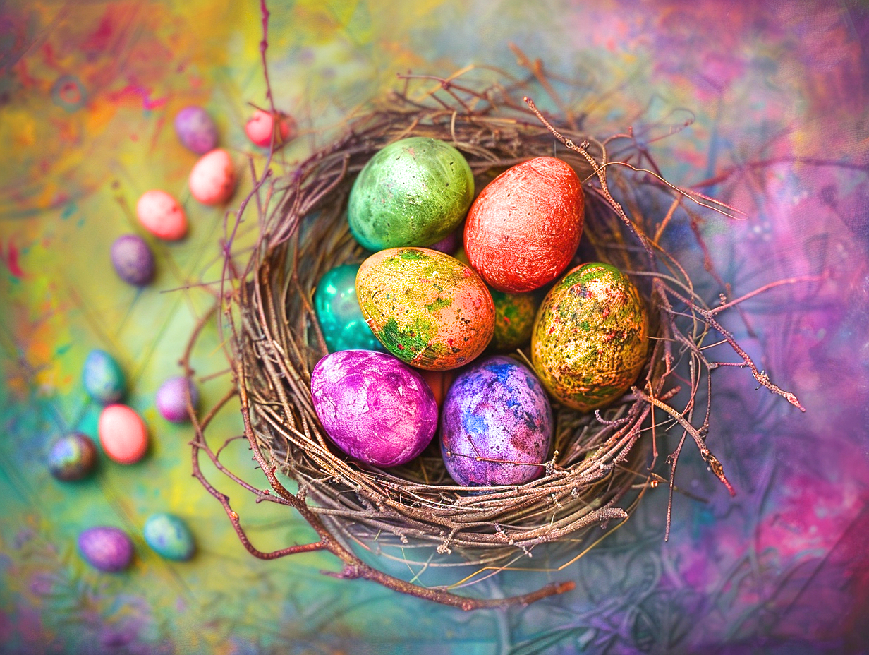 Marble Colored Easter Egg Nest Diamond Art Kit
