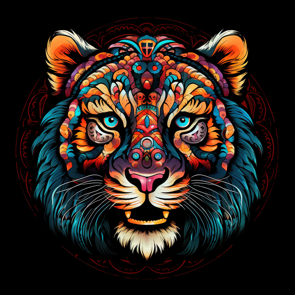 Red Circle Abstract Tiger Mandala Diamond Art Kit