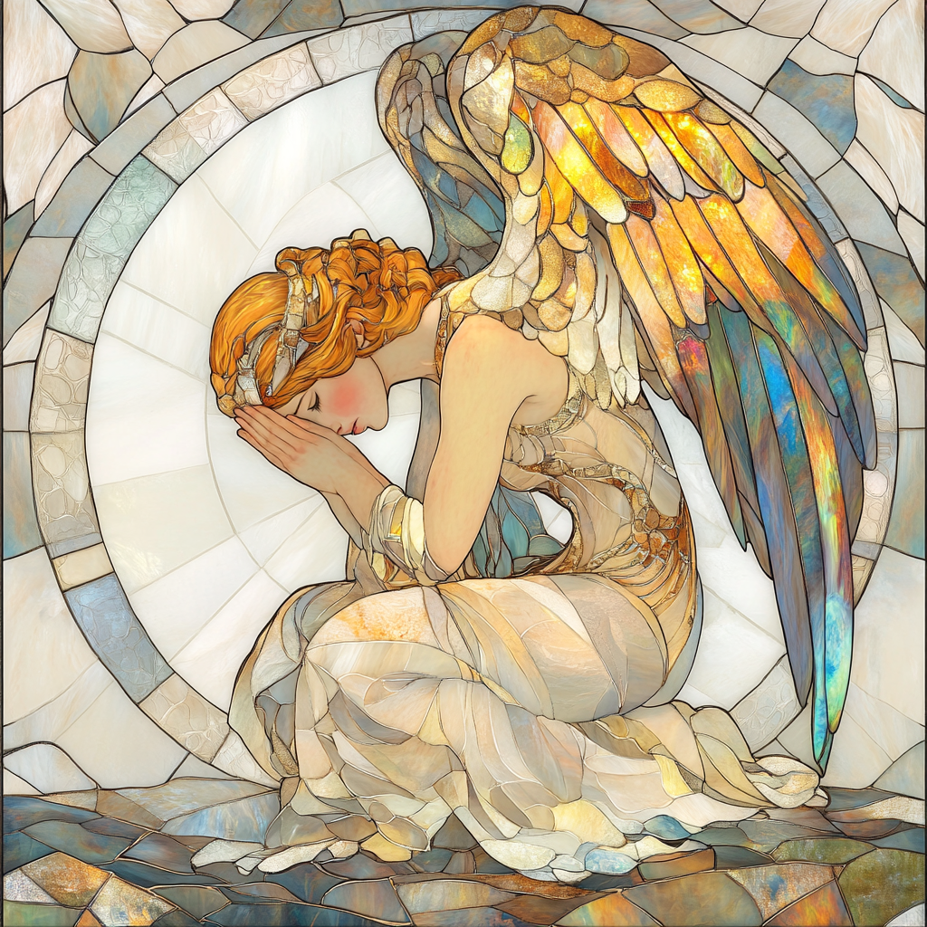 Colorful Feather Praying Angel Diamond Art Kit
