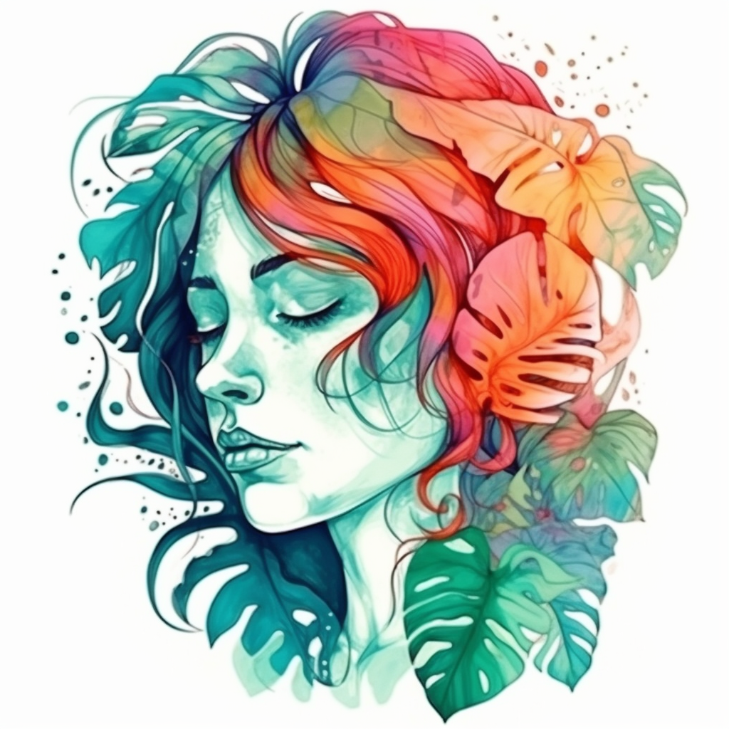 Woman Abstract Leaves Diamond Art Kit