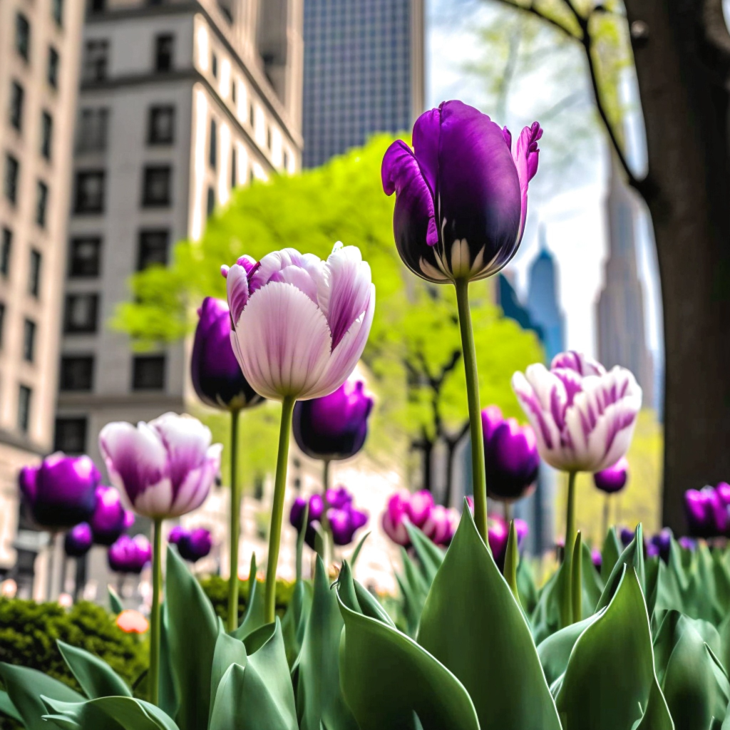 Purple Tulips City Diamond Art Kit