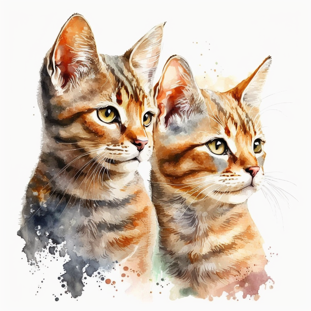 Watercolor Striped Kittens Diamond Art Kit