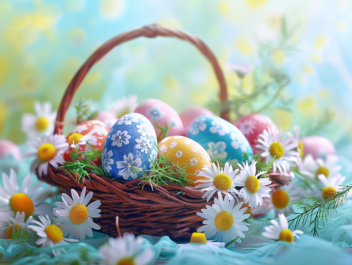 Flower Easter Eggs And Daisies Diamond Art Kit