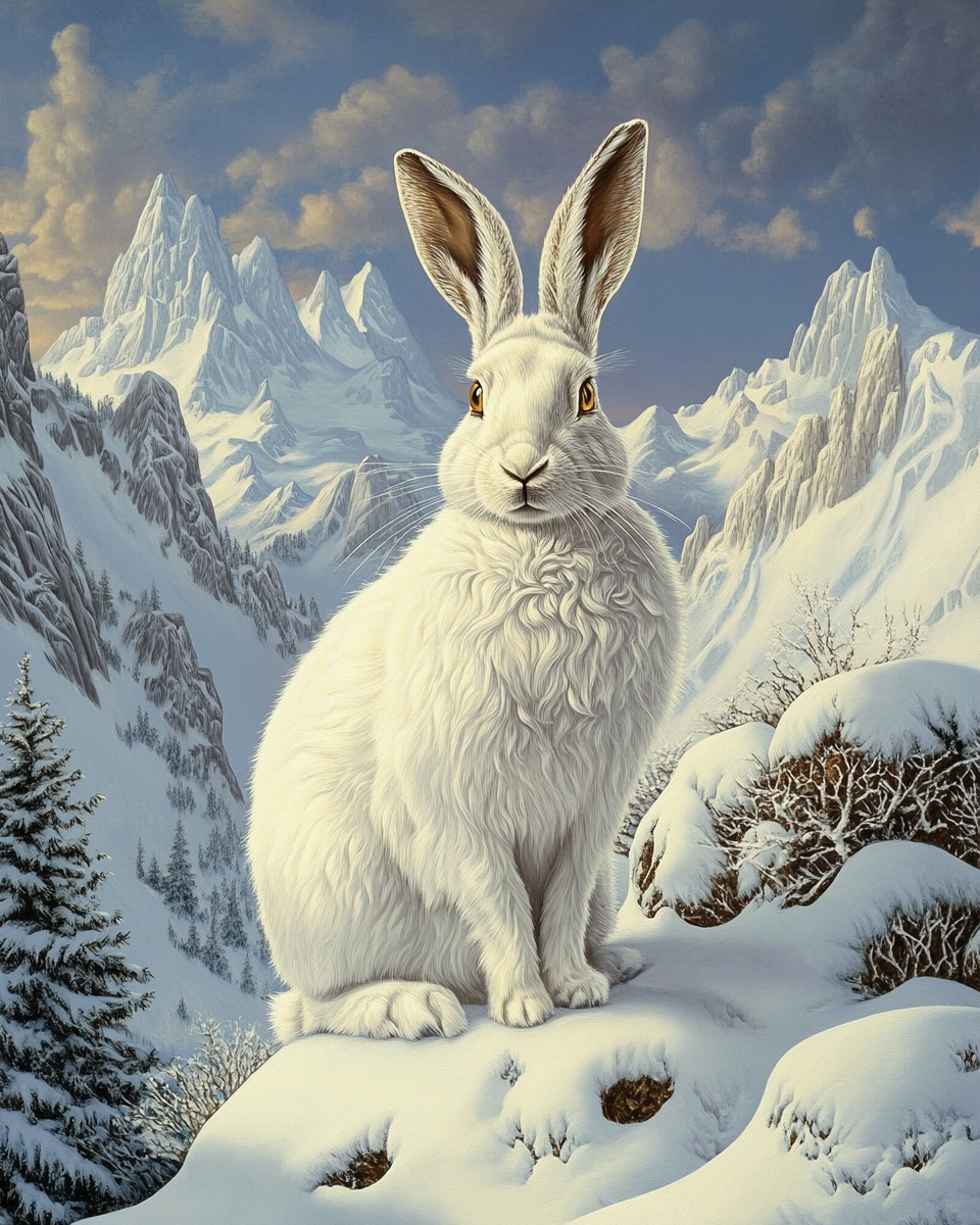White Rabbit In The Snow Diamond Art Kit