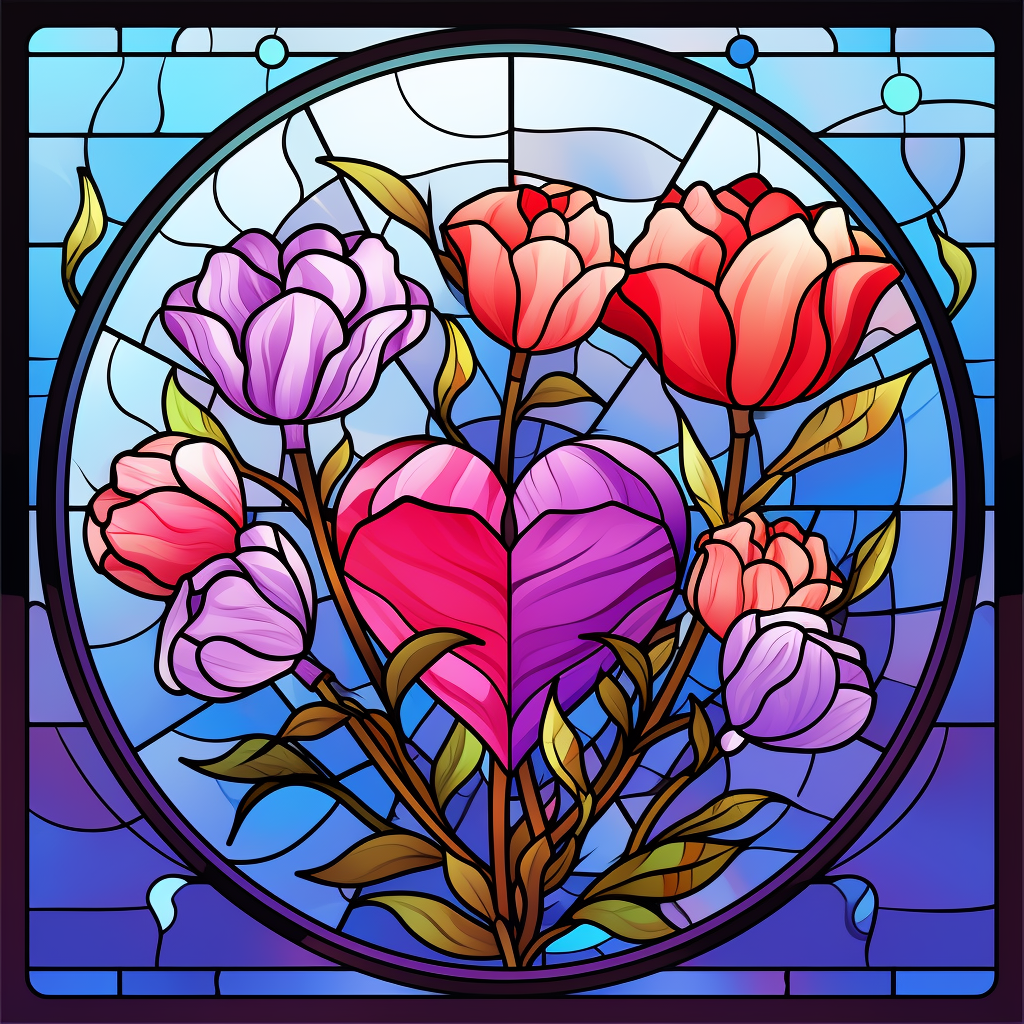 Tulips And Heart Abstract Diamond Art Kit