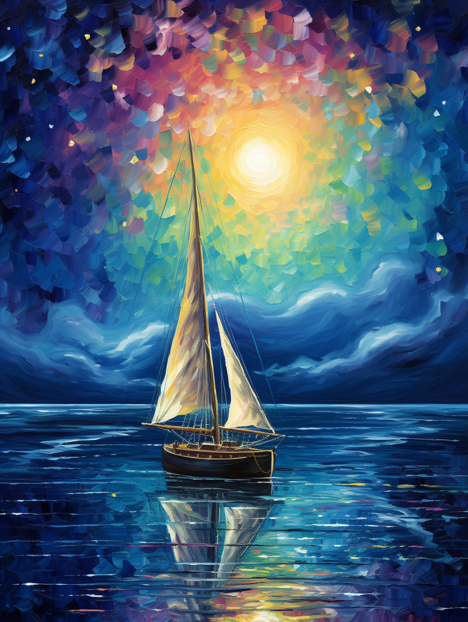 Rainbow Sky Sailboat Diamond Art Kit