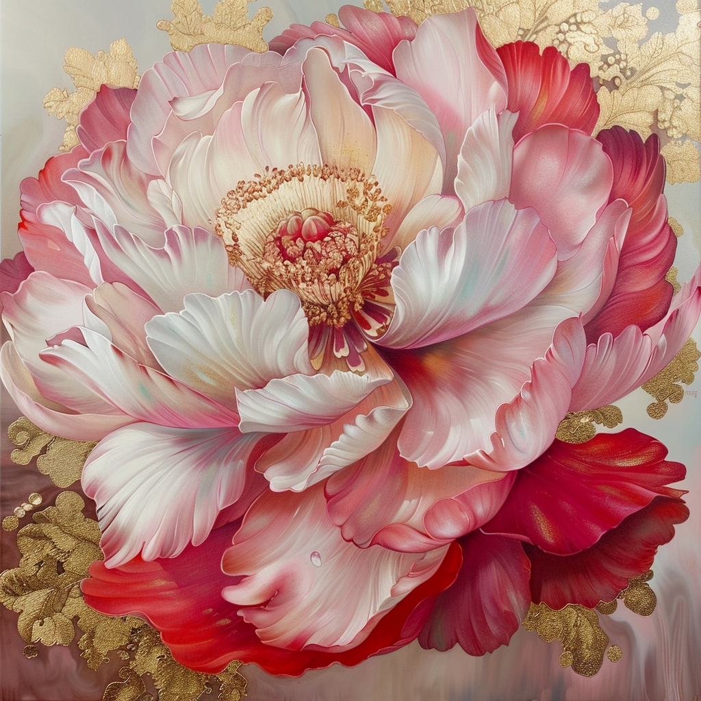Ivory Red Petal Flower Diamond Art Kit