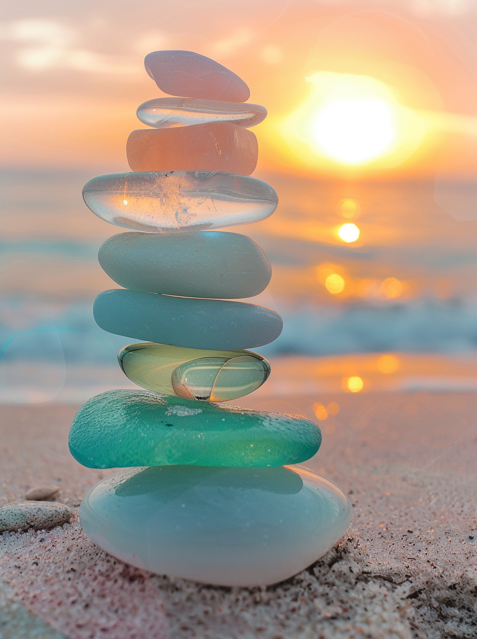 Seaglass Stack On The Beach Diamond Art Kit