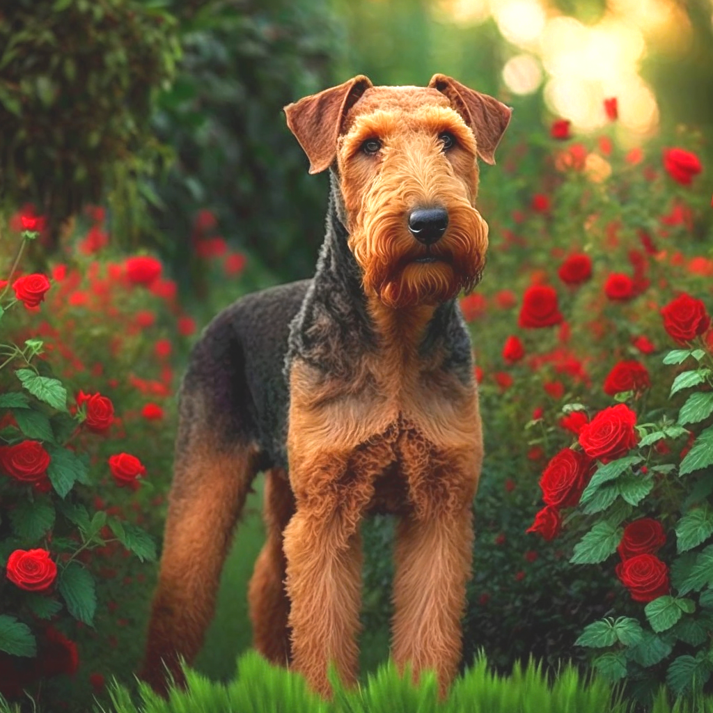 Standing In Roses Airdale Terrier Diamond Art Kit
