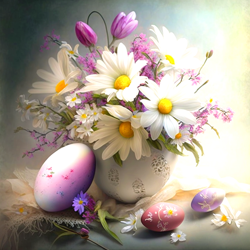 Daisies Easter Eggs Diamond Art Kit