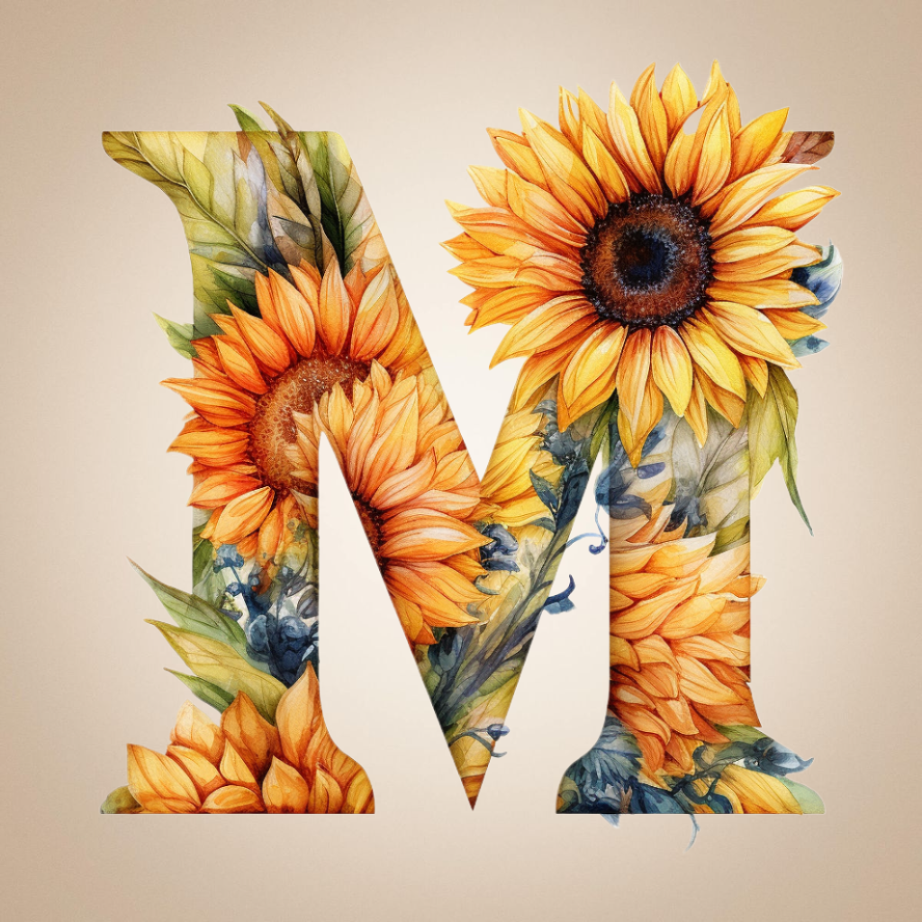 Letter M Sunflowers Diamond Art Kit