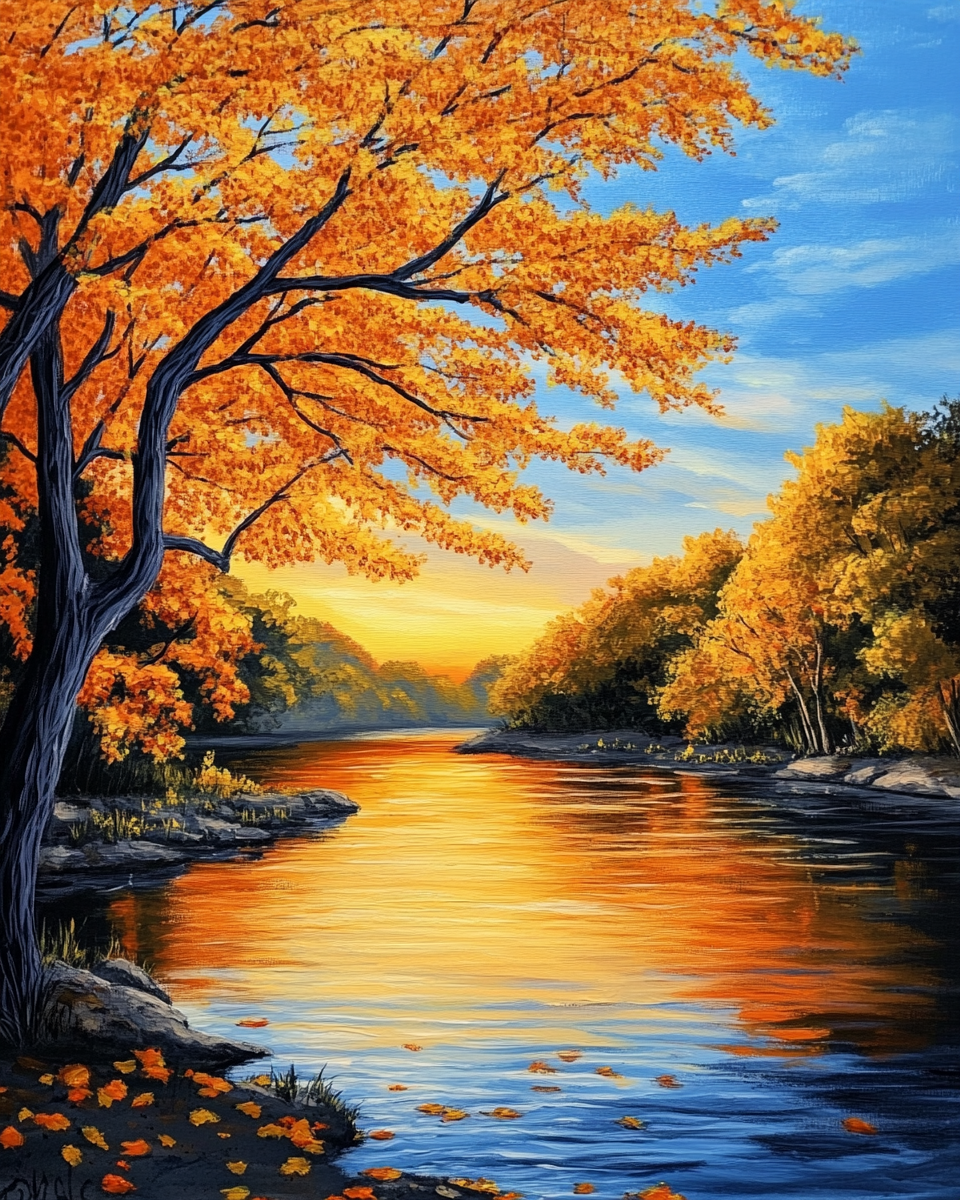 Yellow Leave Branches Diamond Art Kit