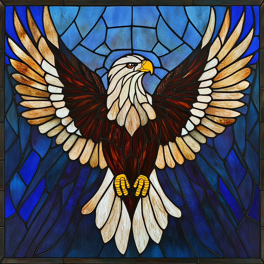 Blue Background Abstract Bald Eagle Diamond Art Kit