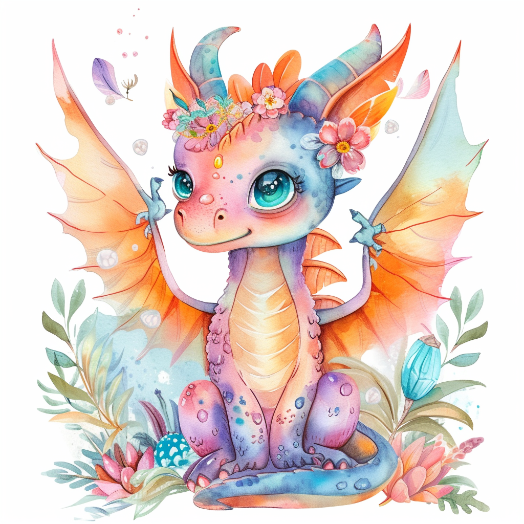 Baby Dragon Watercolor Diamond Art Kit