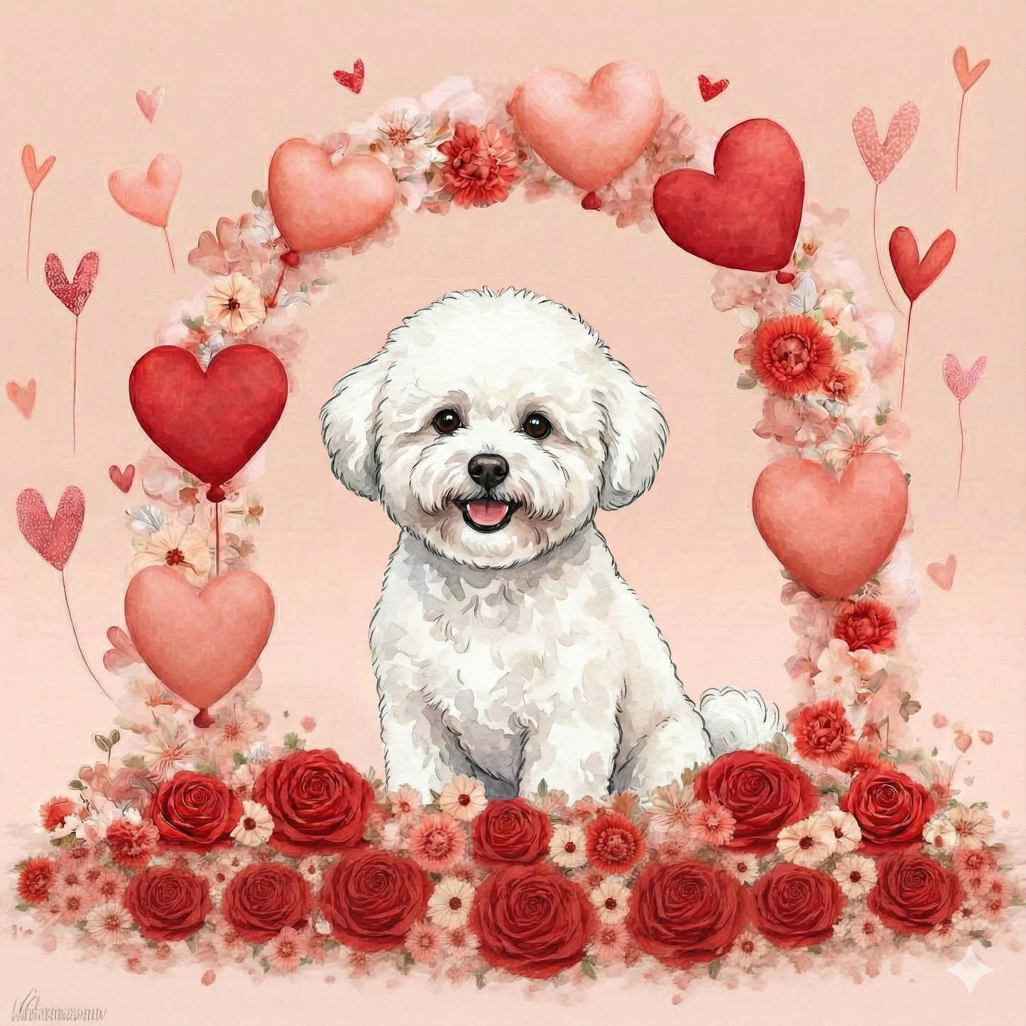 Heart Arch Bichon Frise Diamond Art Kit