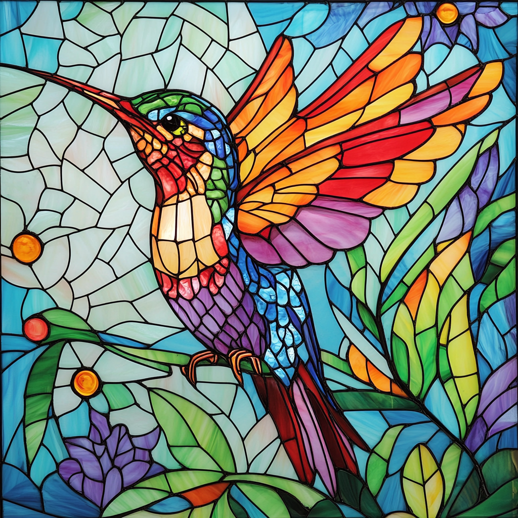 Blue Sky Abstract Hummingbird Diamond Art Kit
