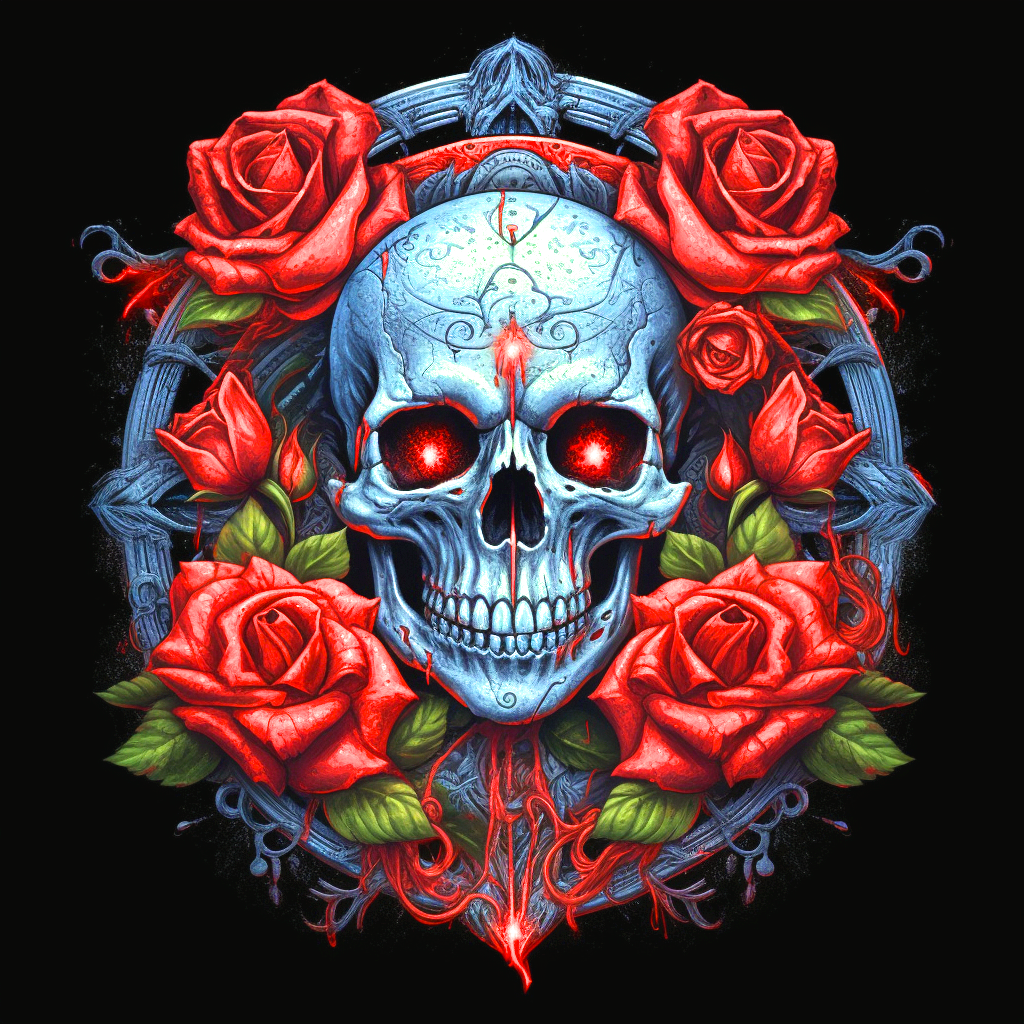 Skull And Red Roses Diamond Art Kit