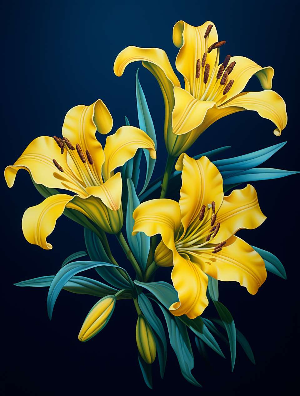 Three Open Yellow Lilies Diamond Art Kit