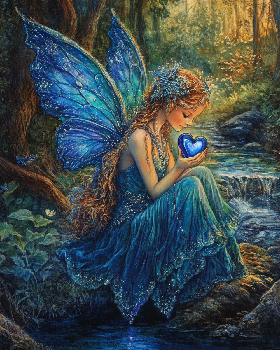 Blue Wing Heart Fairy Diamond Art Kit