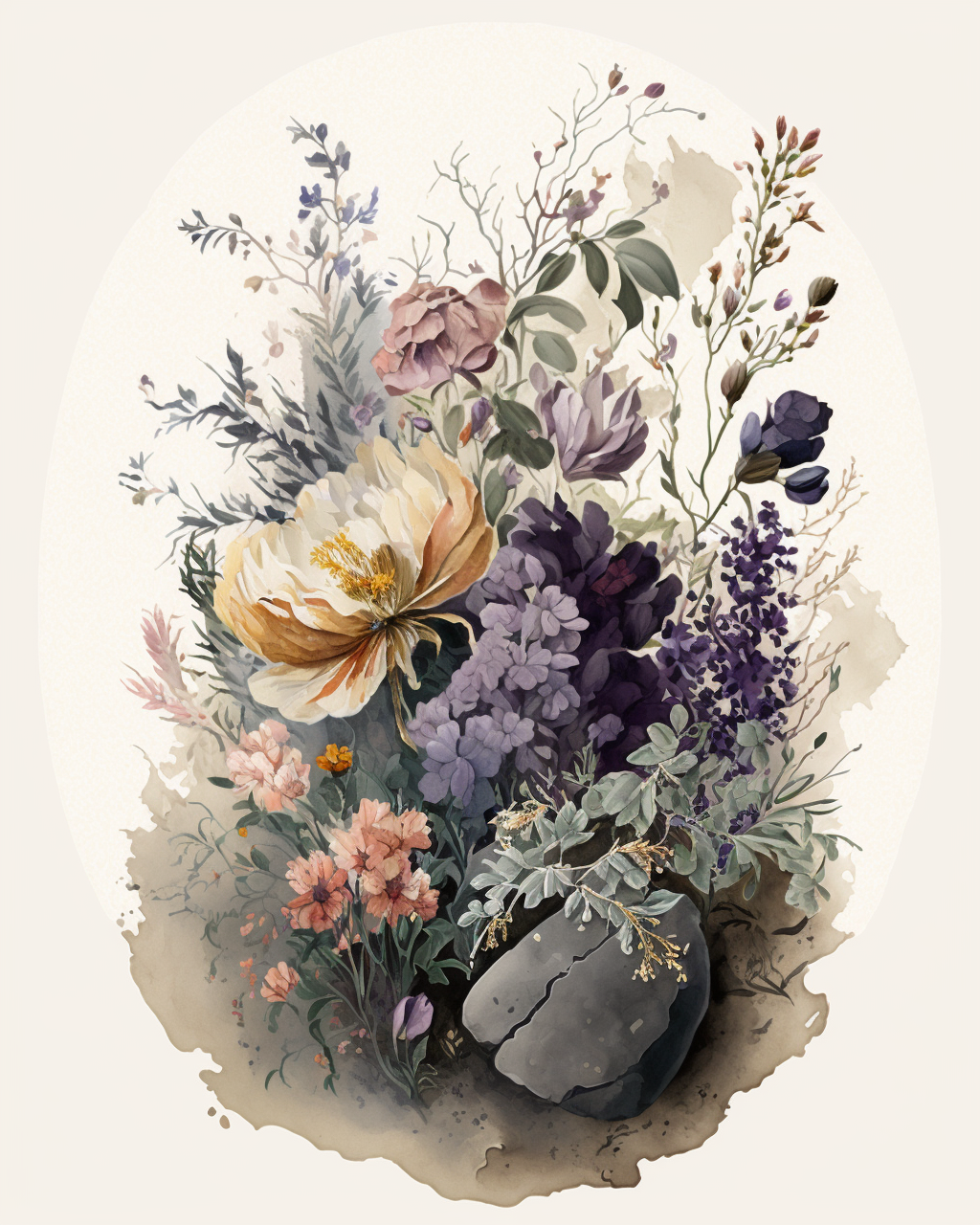 Flower Rock Watercolor Diamond Art Kit