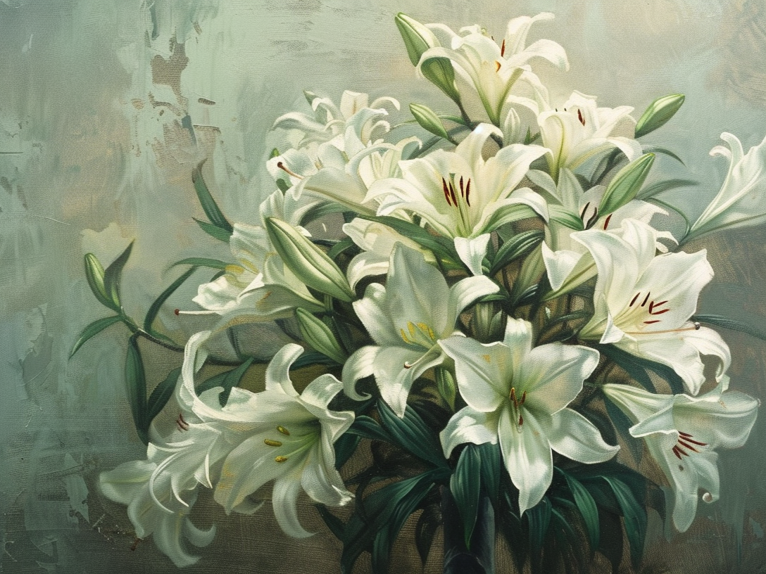 Bunch Of White Lilies Diamond Art Kit
