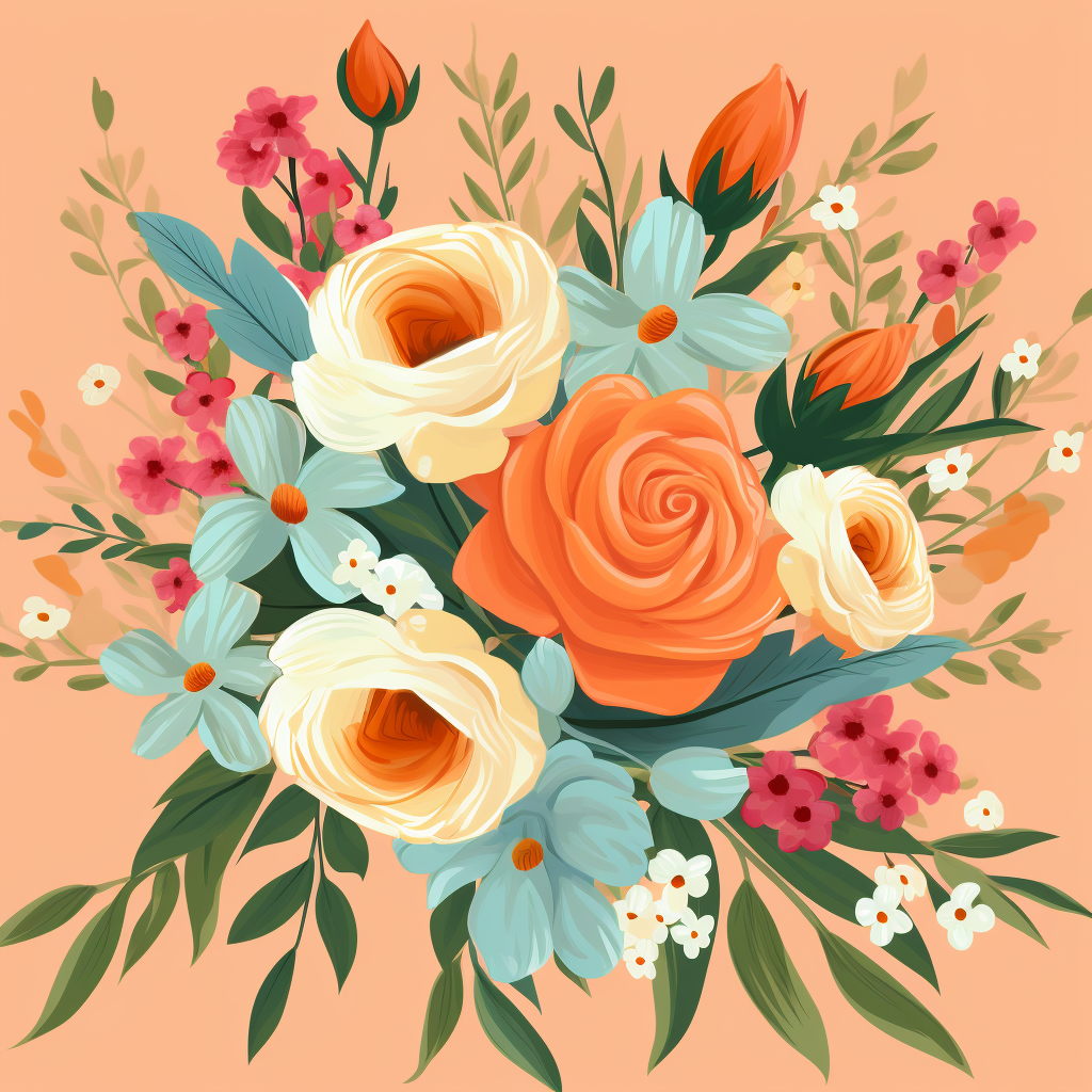 Orange Rose Flower Bouquet Diamond Art Kit