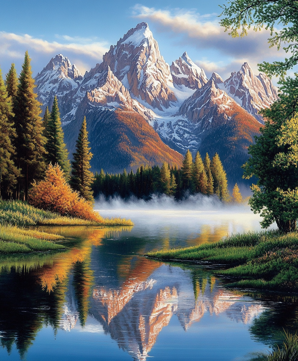Autumn Mountain Reflection Diamond Art Kit