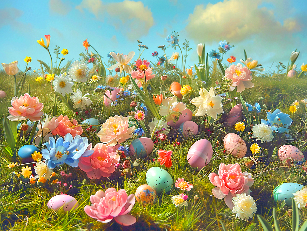Easter Eggs Hidden In Flowers Diamond Art Kit