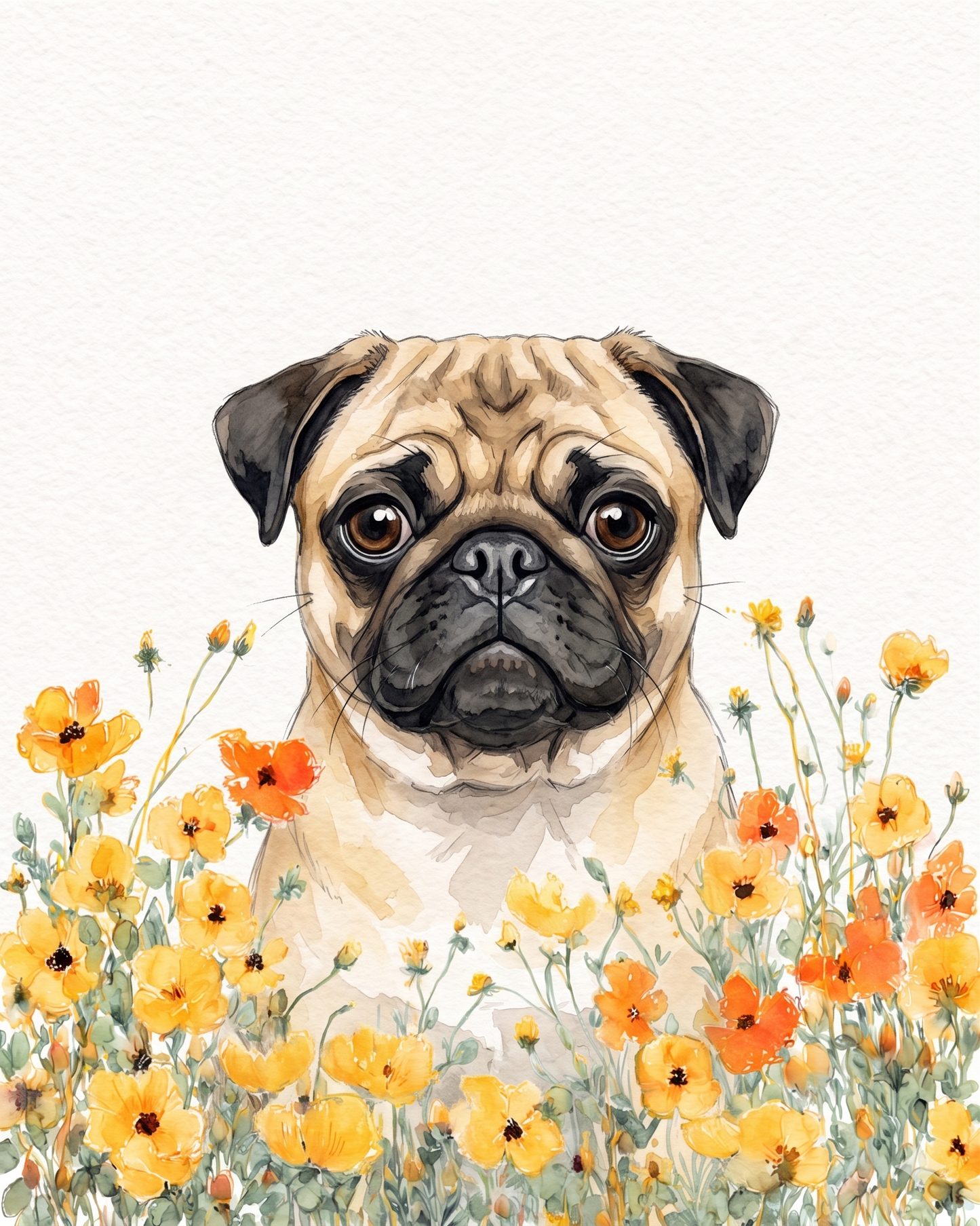 Yellow Poppies Pug Diamond Art Kit
