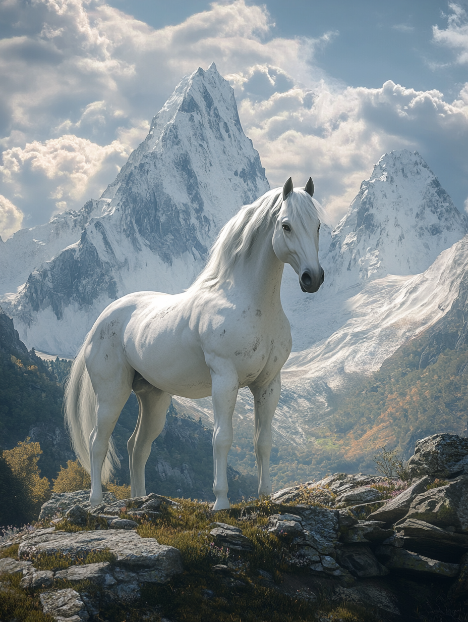 Rocky Mountain White Stallion Diamond Art Kit
