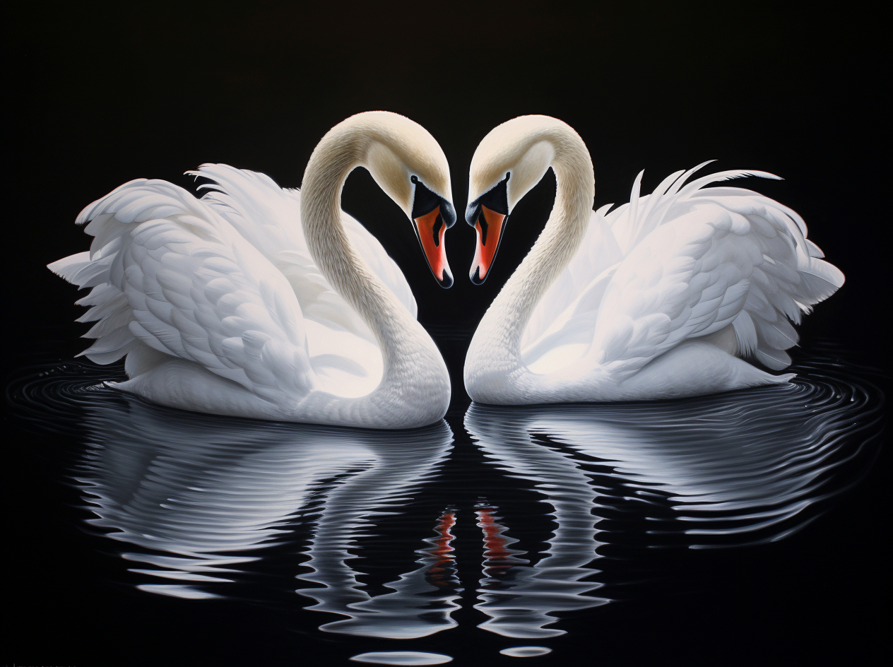 Black Background White Swans Diamond Art Kit