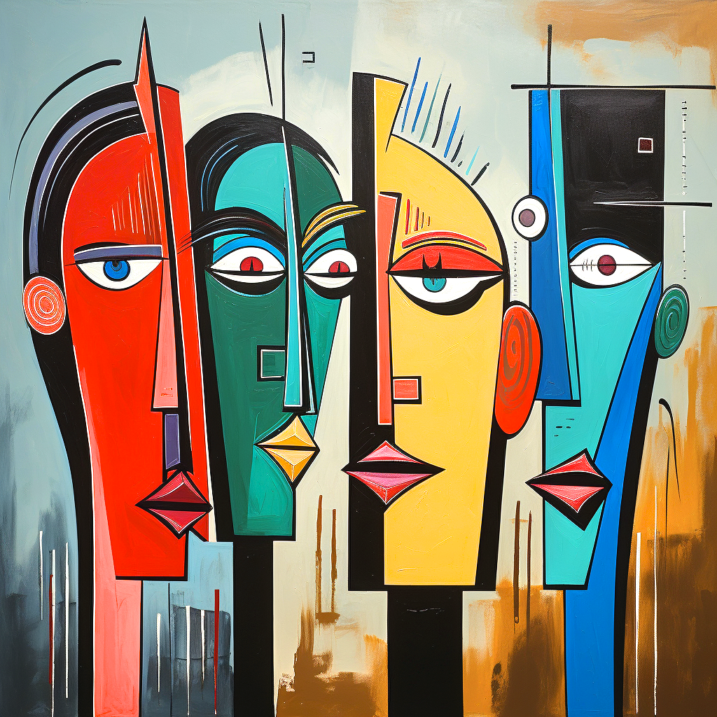 Four Abstract Heads Diamond Art Kit