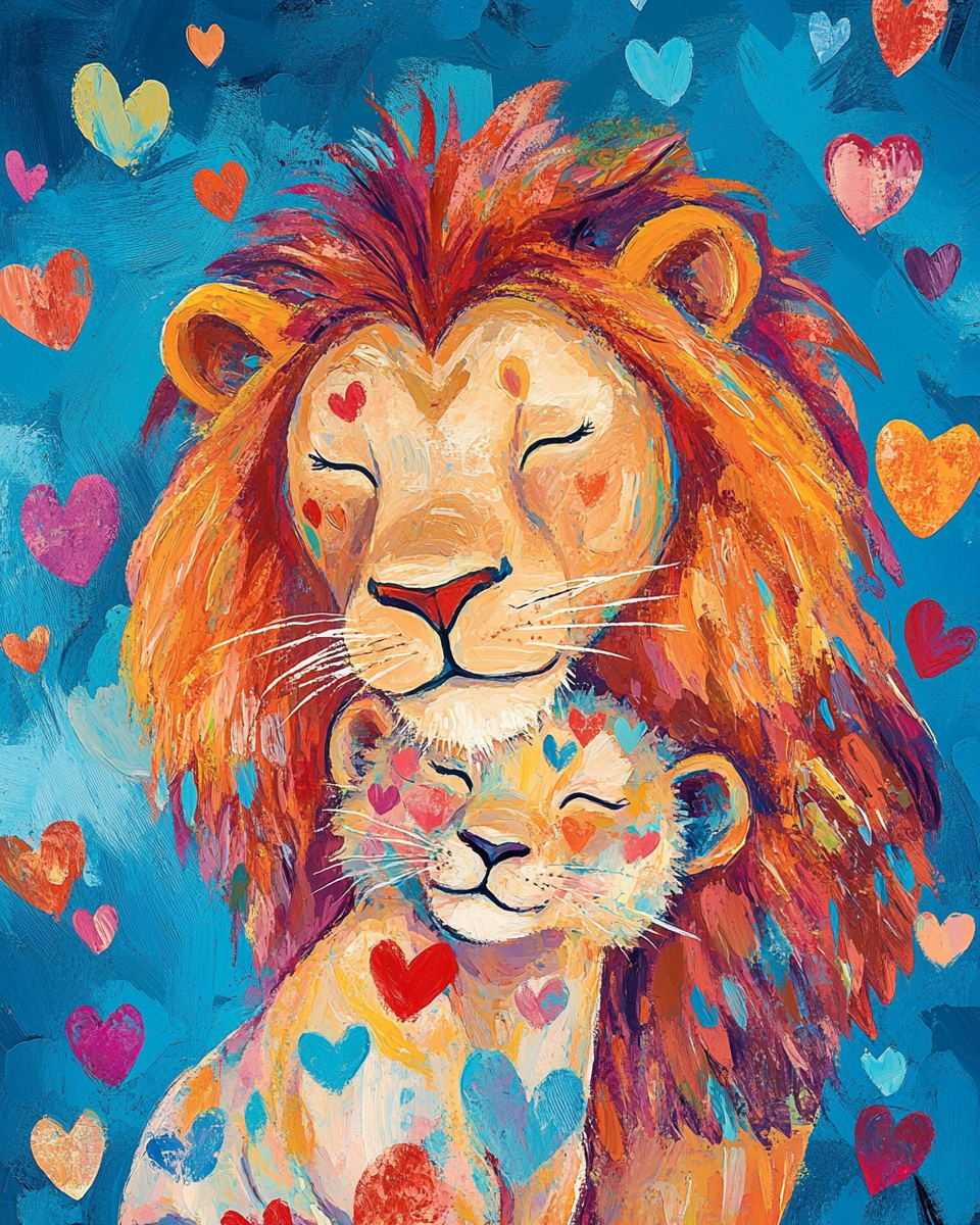 Painted Hearts And Lions Diamond Art Kit