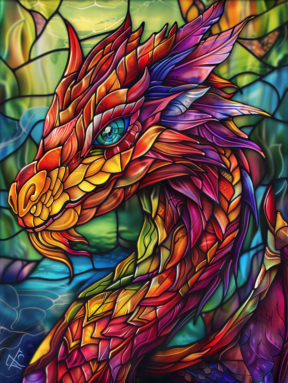 Rainbow Scale Abstract Dragon Head Diamond Art Kit