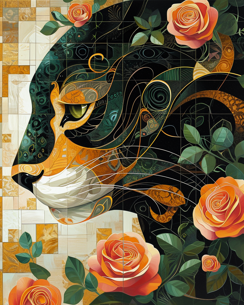 Brown Panther Abstract Diamond Art Kit