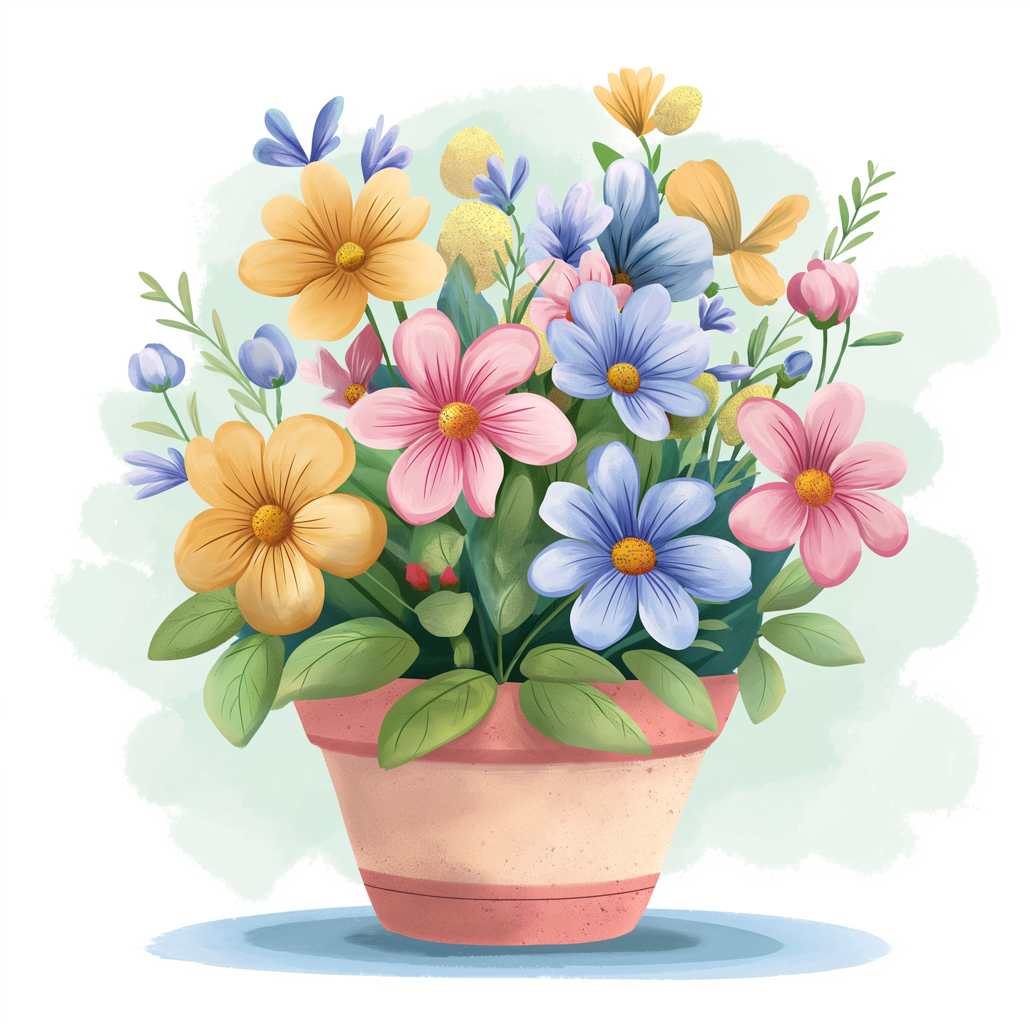 Two Tone Pot Of Flowers Diamond Art Kit
