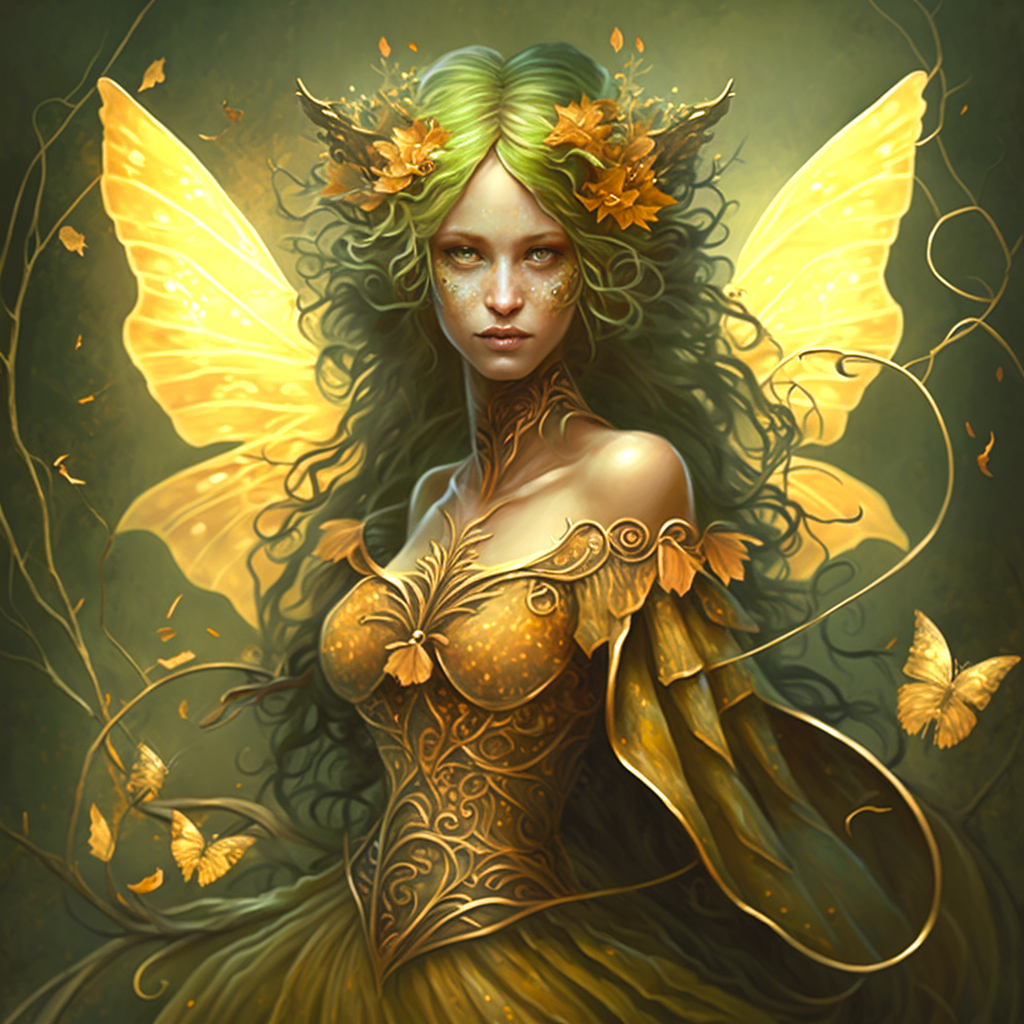 Green Hair Yellow Butterfly Fairy Diamond Art Kit