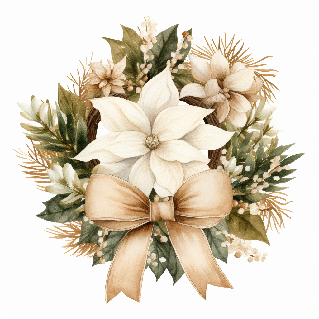 White Poinsettia Watercolor Diamond Art Kit