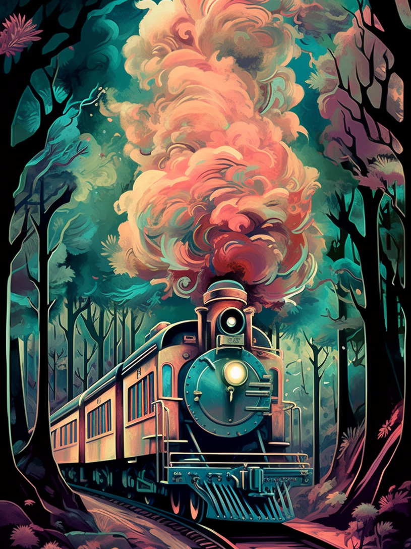 Pink Steam Train Diamond Art Kit