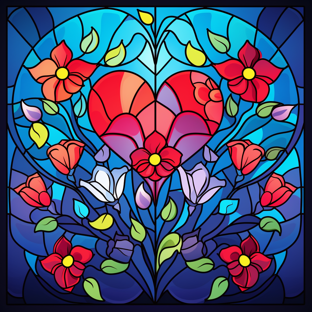 Heart And Flowers Abstract Diamond Art Kit