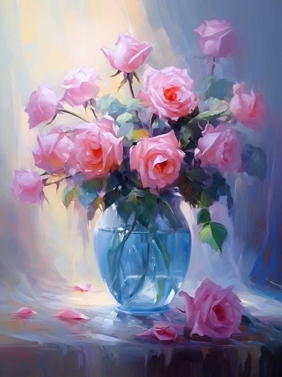 Bluewater Vase Of Pink Roses Diamond Art Kit