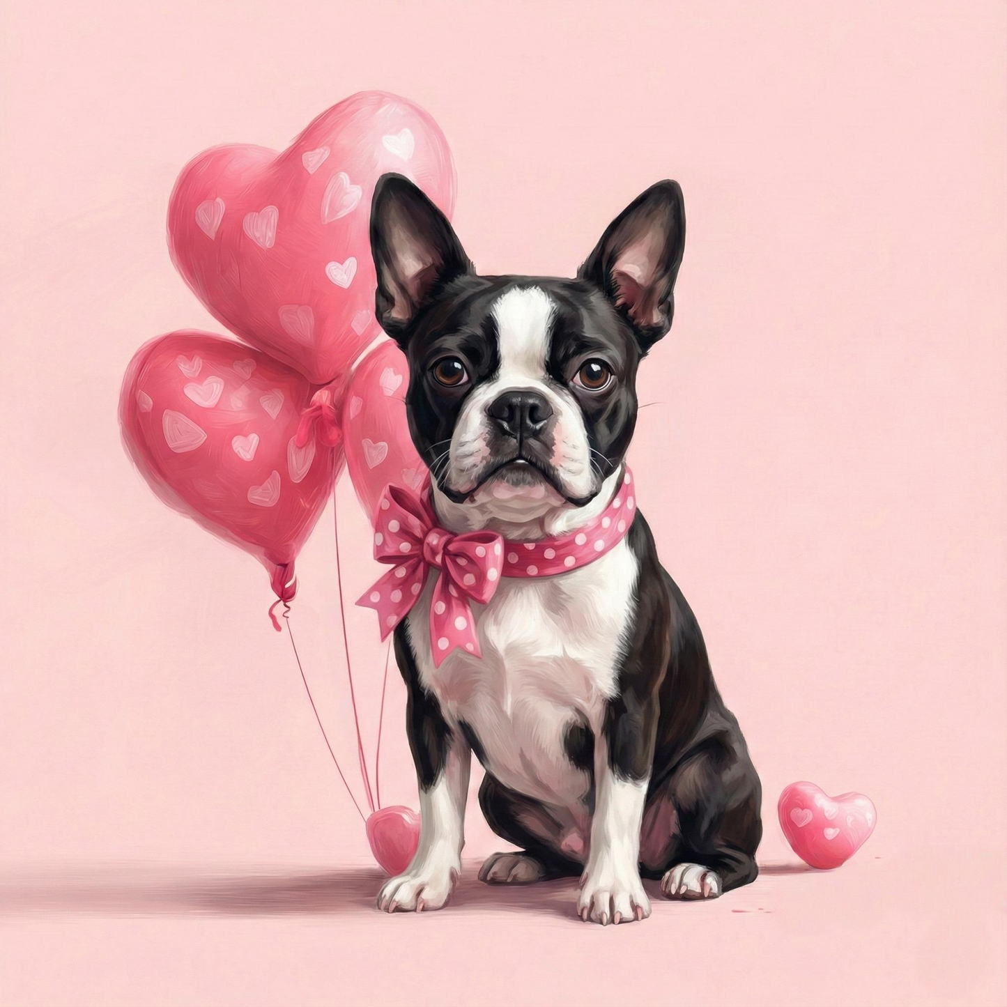 Blackandwhite Boston Terrier Happy Valentines Day Diamond Art Kit