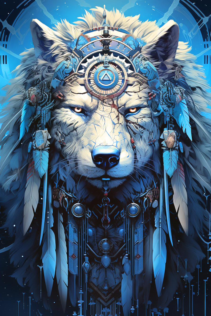 Blue Feather Wolf Diamond Art Kit