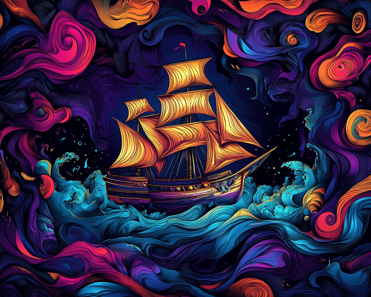 Swirling Sea Sailing Ship Diamond Art Kit