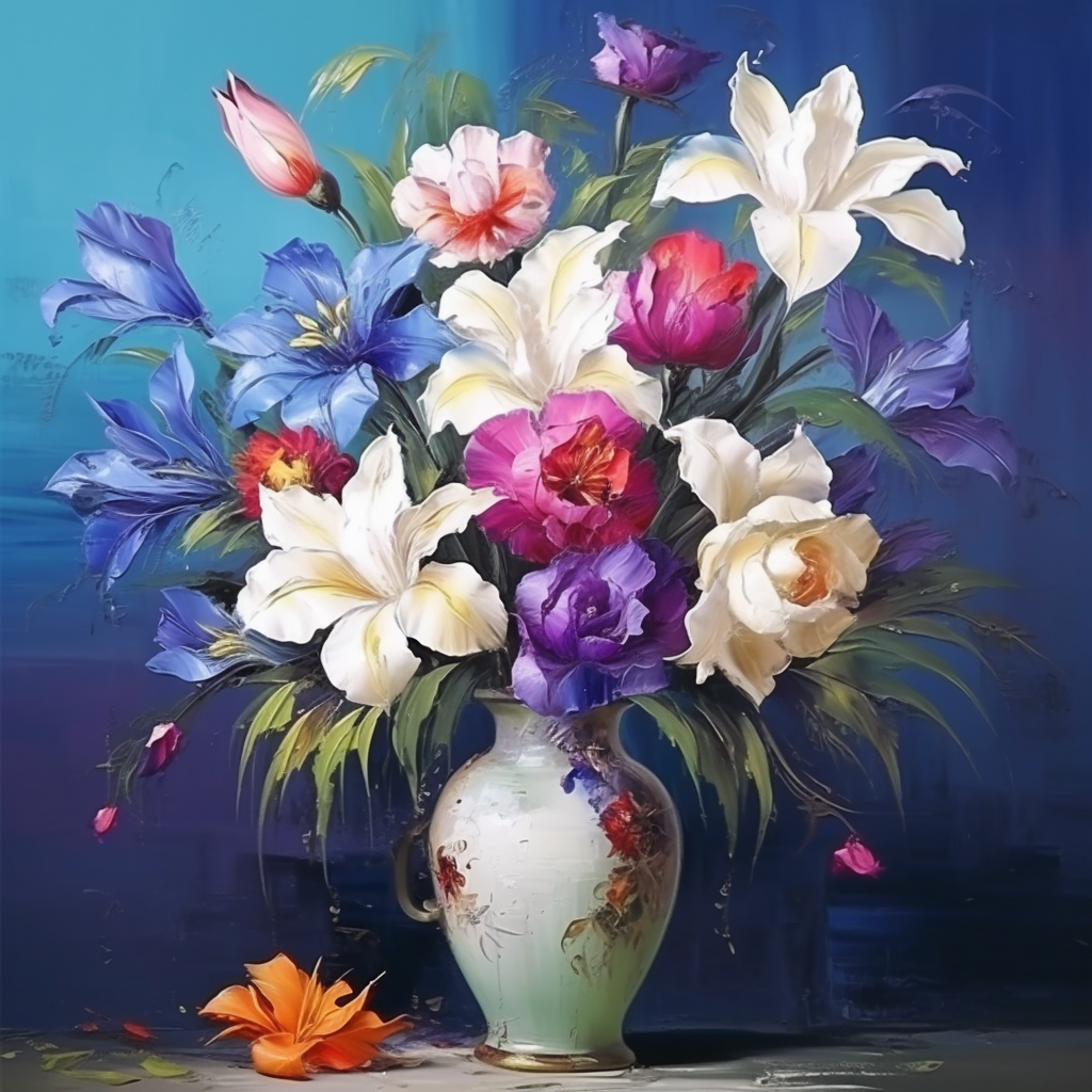 White Flower Vase Of Flowers Diamond Art Kit